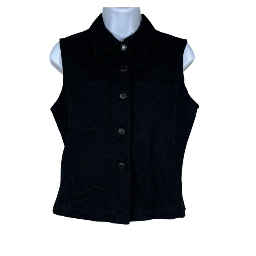NEW Gap Flannel Vest Womens XS Black Wool Blend Gilet Waistcoat Punk Grunge